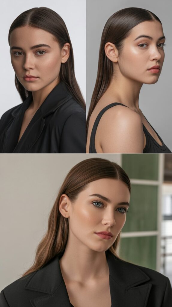 27 Everyday Medium-Length Hairstyles for Women That Are Low-Maintenance 8 Sleek Middle Part