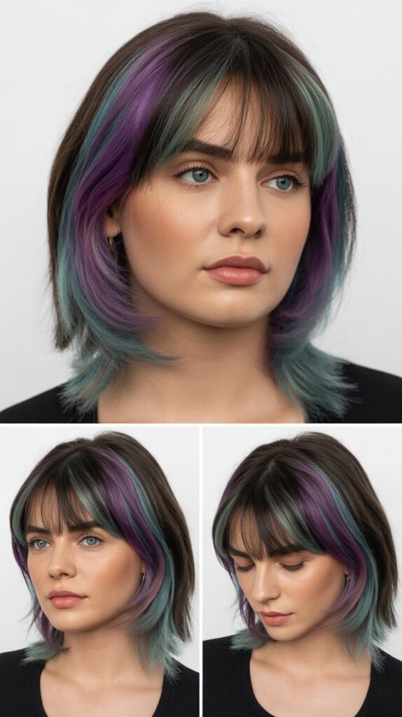 Sleek Shag With Baby Bangs and Underlights