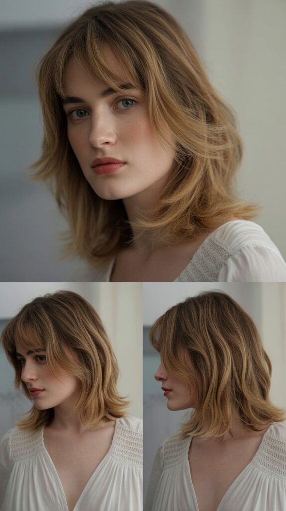 Shoulder-Length Cut with Feathered Bangs