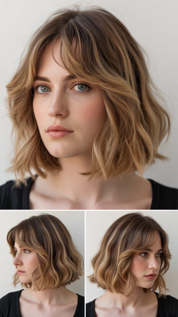 Medium Lob with Razored Bangs