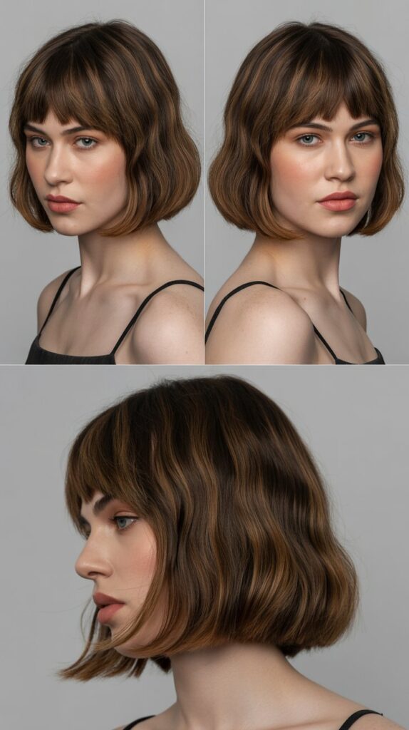 Blunt Medium Cut with Thick Bangs