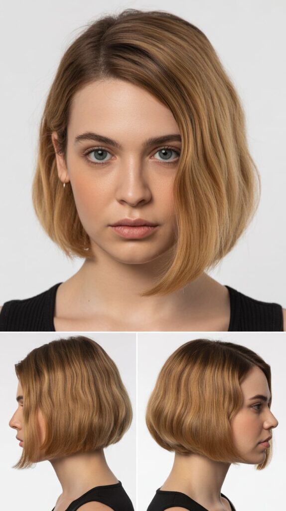 42 Medium Haircuts With Bangs for Thin Hair That Add Volume 40 Blunt Lob With Side-Swept Fringe