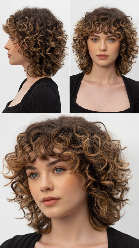 Curly Shag With Full Bangs