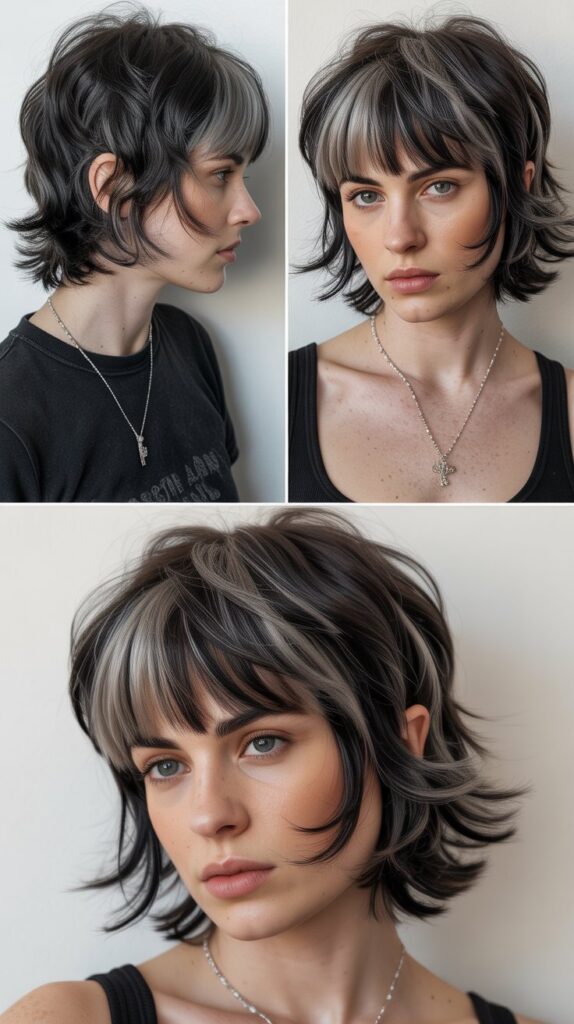 Edgy Razor-Cut Shag With Straight Bangs