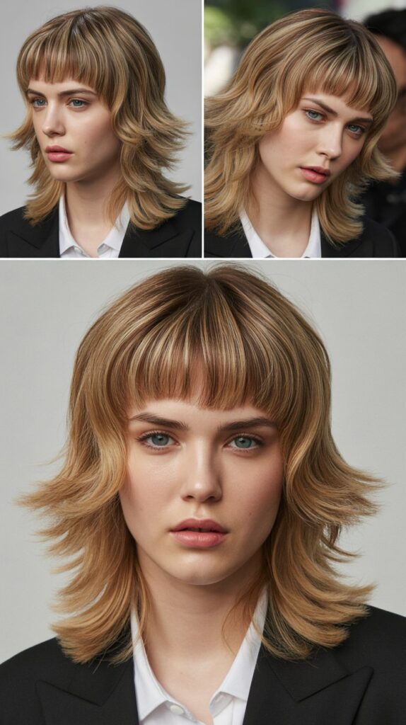 33 Flattering Medium Haircuts With Bangs for Round Faces 30 Micro Fringe with Long Layers