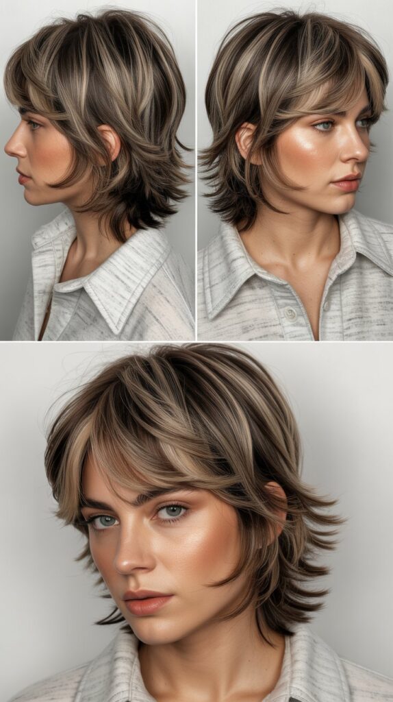 Razored Shag With Baby Curtain Bangs