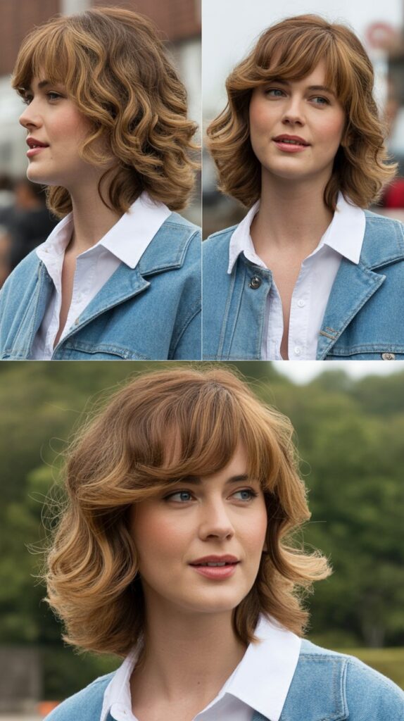 Side-Swept Bangs with Wavy Medium Layers