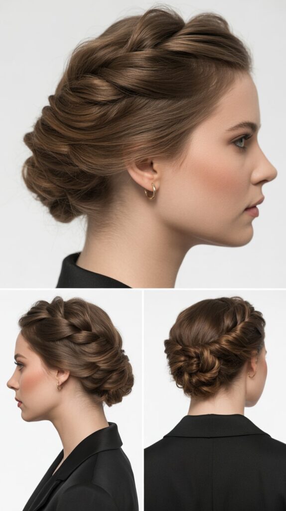 33 Elegant Formal Medium-Length Hairstyles Perfect for Special Occasions 31 Stacked Twist Updo