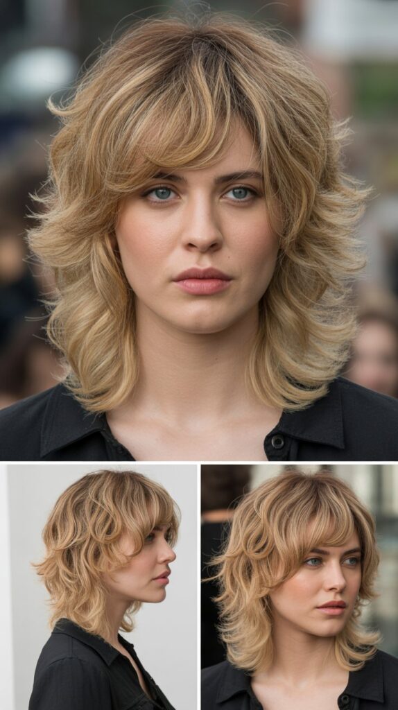 Tousled Shag With Piecey Curtain Bangs