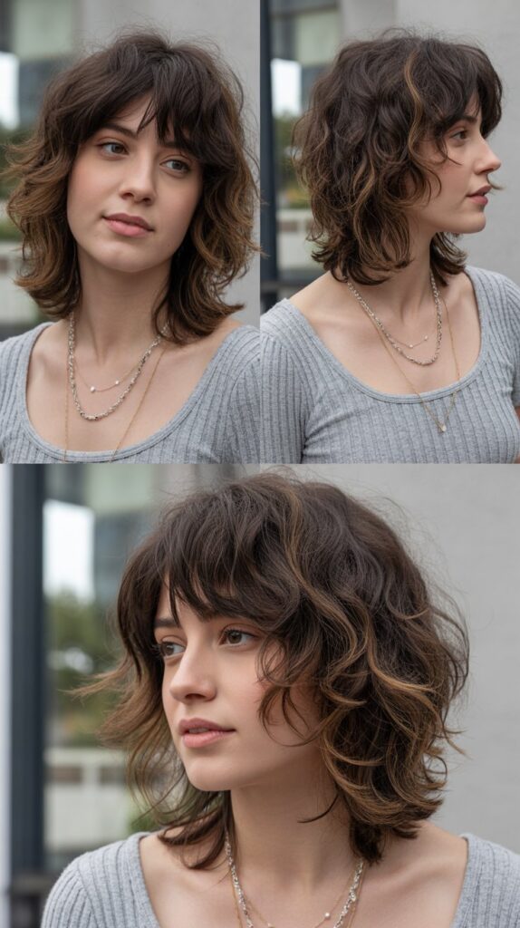Textured Midi Cut with Choppy Bangs
