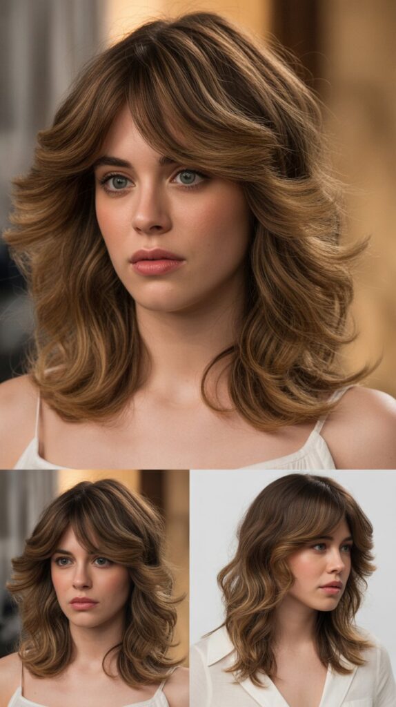 Heavy Side-Swept Bangs with Tousled Waves