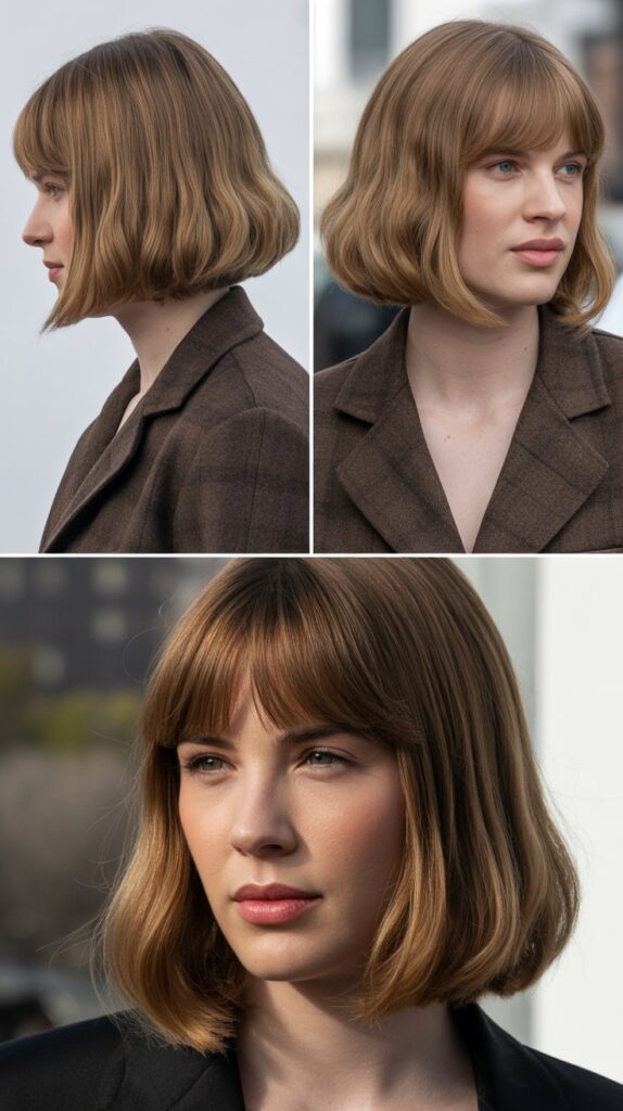 Blunt Medium Cut with Curtain Bangs