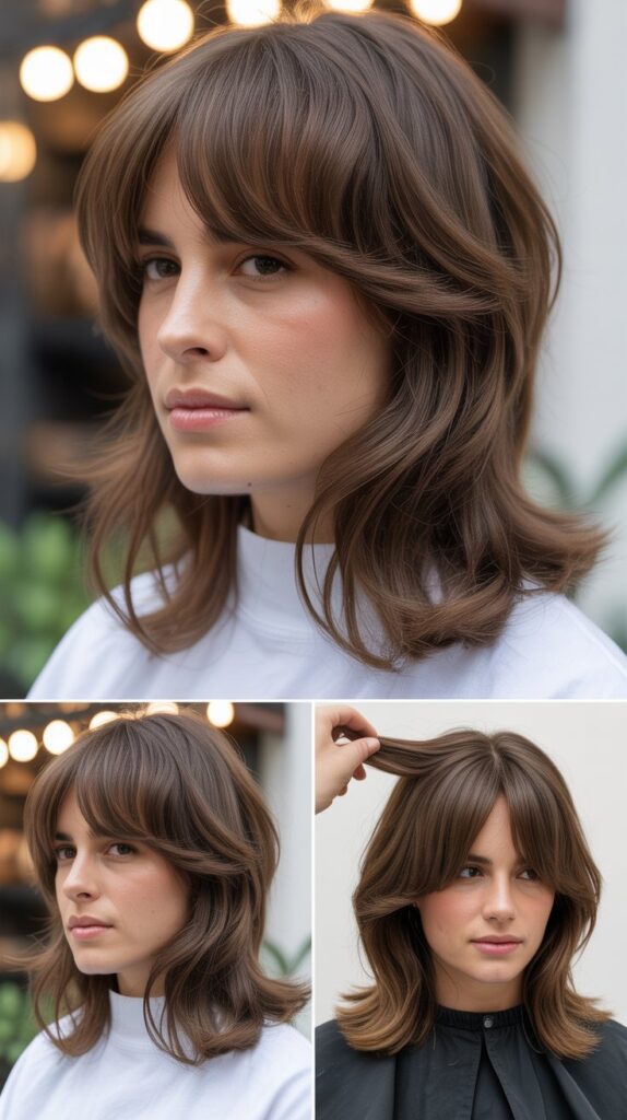 Curtain Bangs with Layered Medium Hair