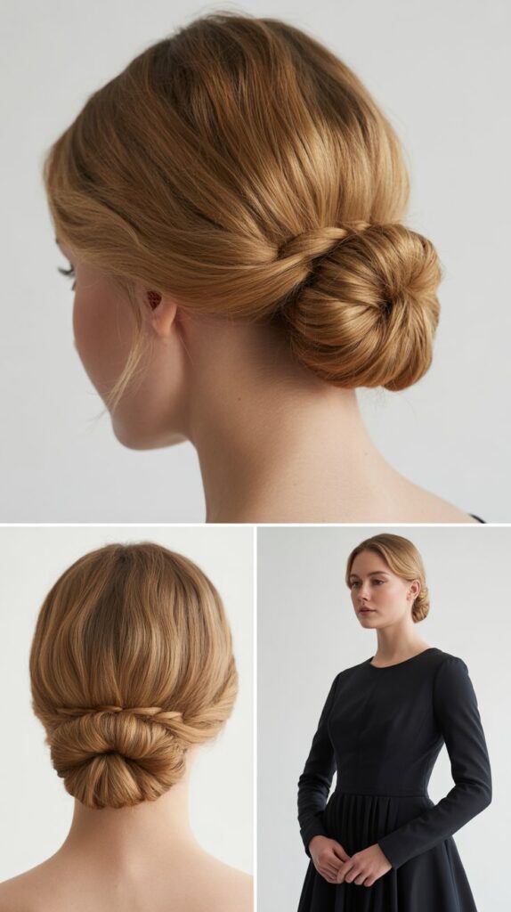 33 Elegant Formal Medium-Length Hairstyles Perfect for Special Occasions 26 Elegant Twisted Crown with Low Bun