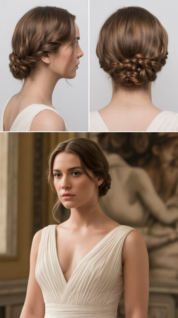 33 Elegant Formal Medium-Length Hairstyles Perfect for Special Occasions 19 Grecian-Inspired Twisted Updo