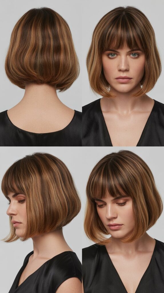 42 Medium Haircuts With Bangs for Thin Hair That Add Volume 22 Inverted Lob With Straight Bangs