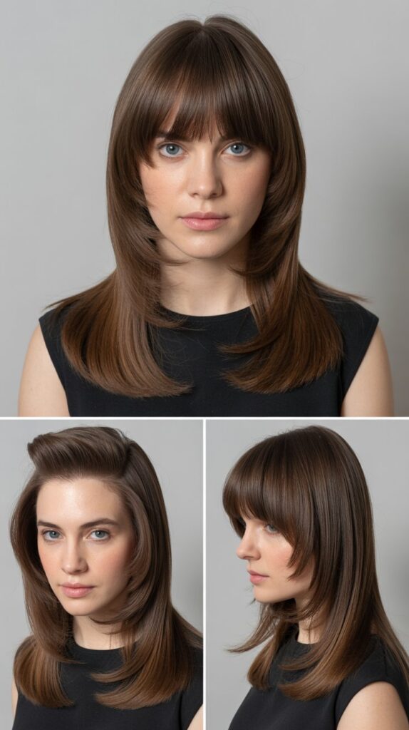 Internal Layers With Straight-Across Bangs