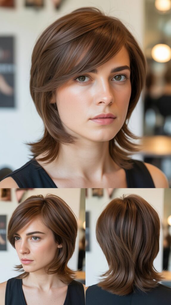 Classic Feathered Layers With Side-Swept Bangs