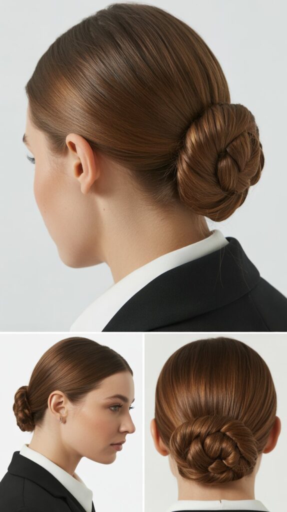33 Elegant Formal Medium-Length Hairstyles Perfect for Special Occasions 33 Sleek Wrap-Around Braid Bun
