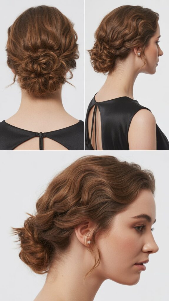 33 Elegant Formal Medium-Length Hairstyles Perfect for Special Occasions 7 Textured Chignon