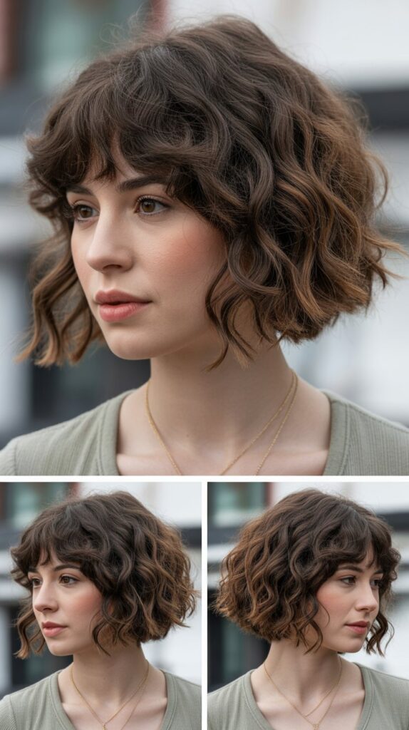 42 Medium Haircuts With Bangs for Thin Hair That Add Volume 25 Wavy Bob With Blunt Bangs