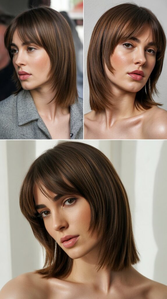 Wispy Bangs with Straight Medium Hair