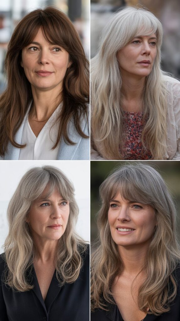 37 Wispy Bangs for Women Over 50 That Instantly Soften the Face 30 Wispy Bangs with Long Hair