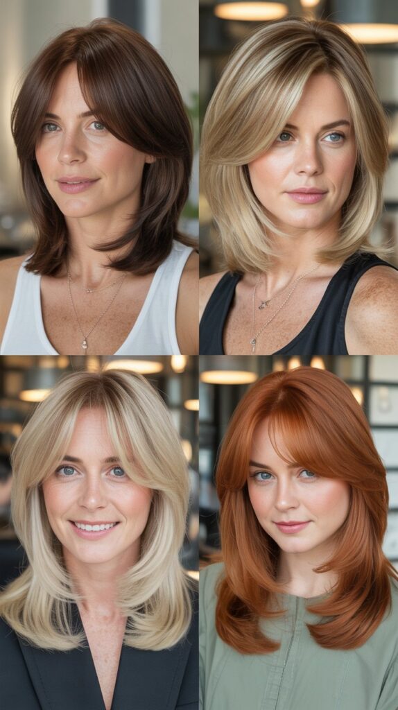 Classic Layered Lob with Side-Swept Bangs