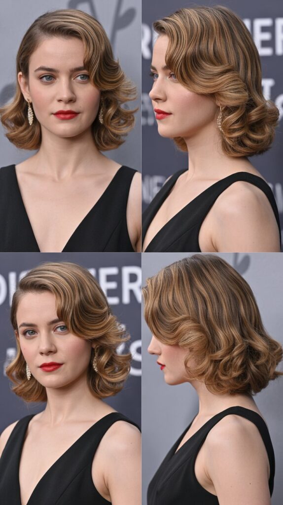 33 Elegant Formal Medium-Length Hairstyles Perfect for Special Occasions 6 Side-Swept Waves