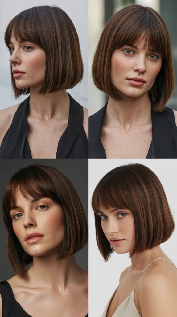 Sleek Medium Bob with Curtain Bangs
