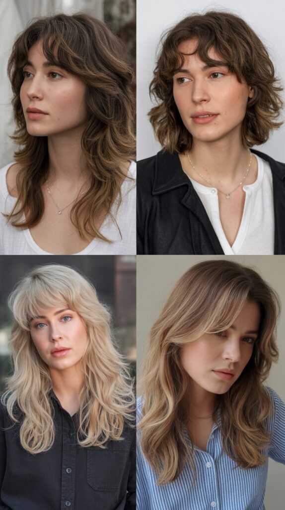 Textured Curtain Bangs with Lived-In Layers