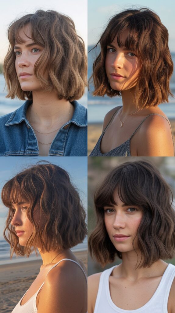 Wavy Long Bob With Soft Layered Fringe
