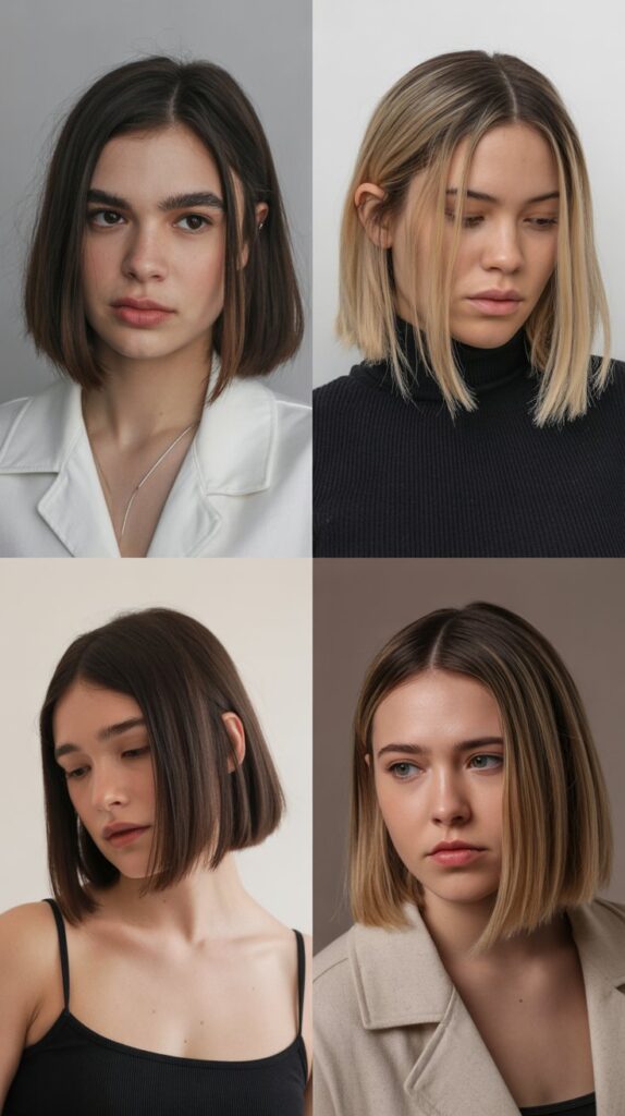 27 Everyday Medium-Length Hairstyles for Women That Are Low-Maintenance 18 Blunt Lob with Middle Part