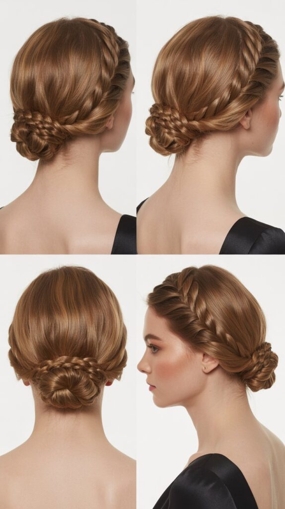 33 Elegant Formal Medium-Length Hairstyles Perfect for Special Occasions 16 Braided Low Bun