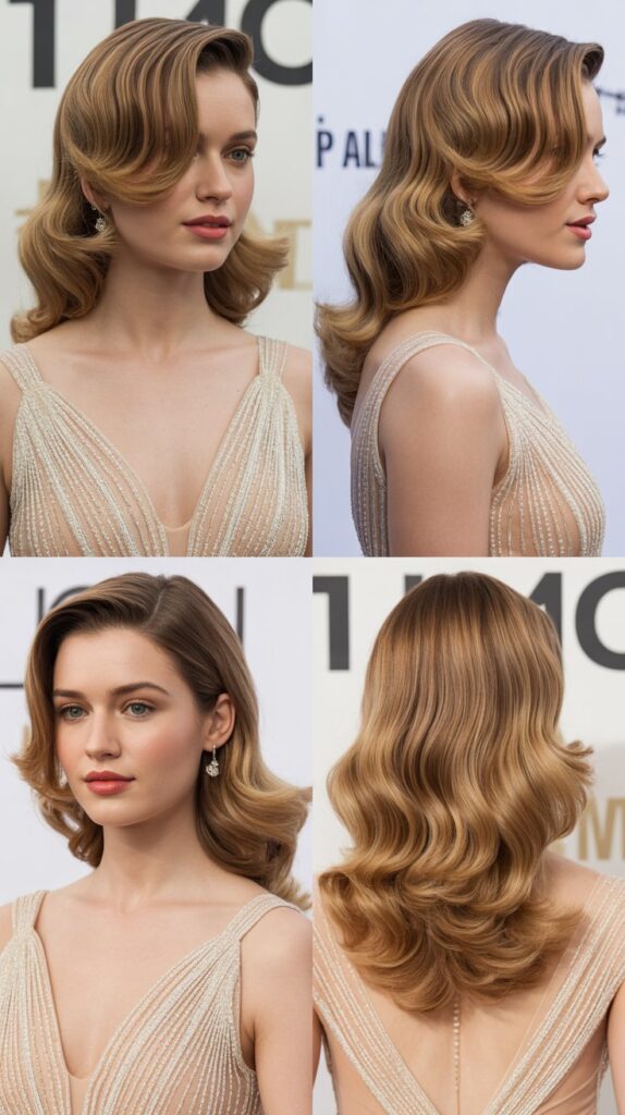 33 Elegant Formal Medium-Length Hairstyles Perfect for Special Occasions 27 Hollywood Waves with Side Sweep