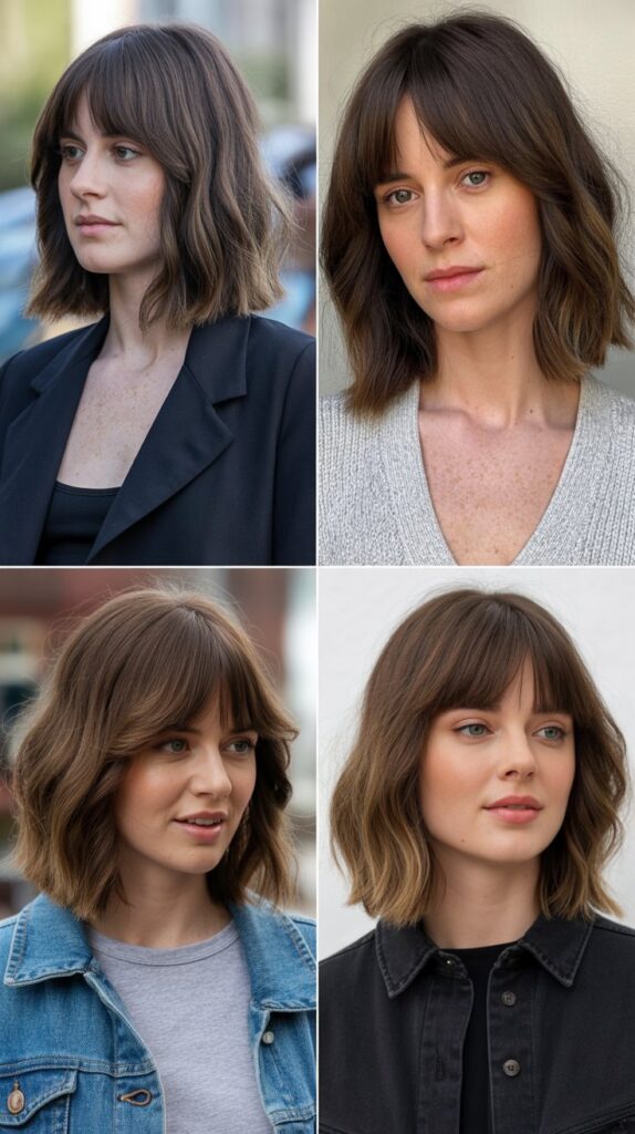 Long Bob With Curtain Bangs and Layered Front