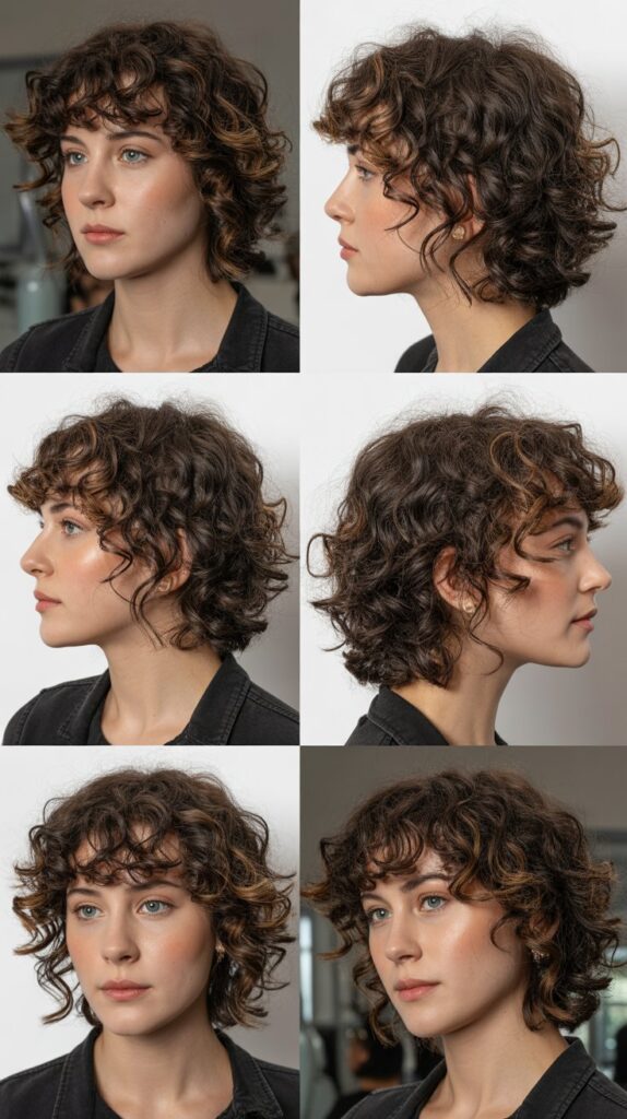 Natural Curly Shag With Curly Bangs