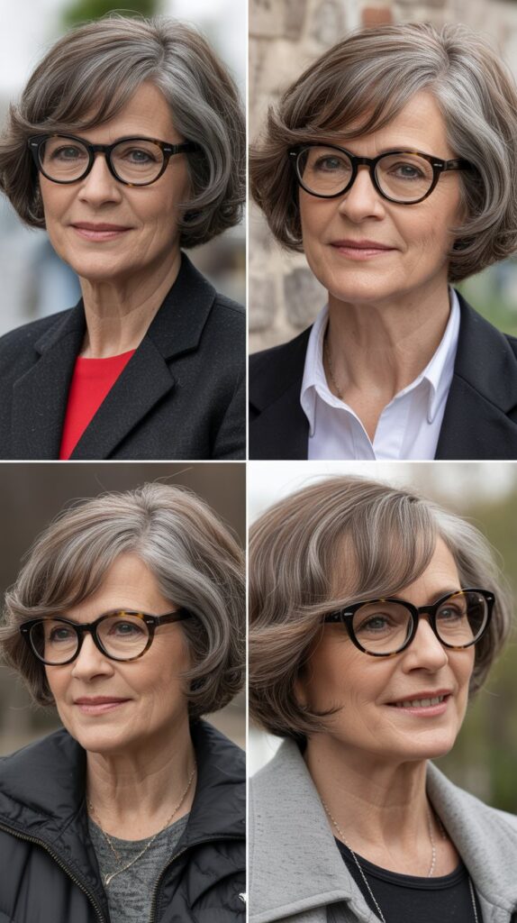 37 Best Bangs for Women Over 50 Who Wear Eyeglasses 32 Side-Parted Bangs