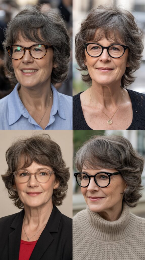 37 Best Bangs for Women Over 50 Who Wear Eyeglasses 26 Thick Wispy Bangs