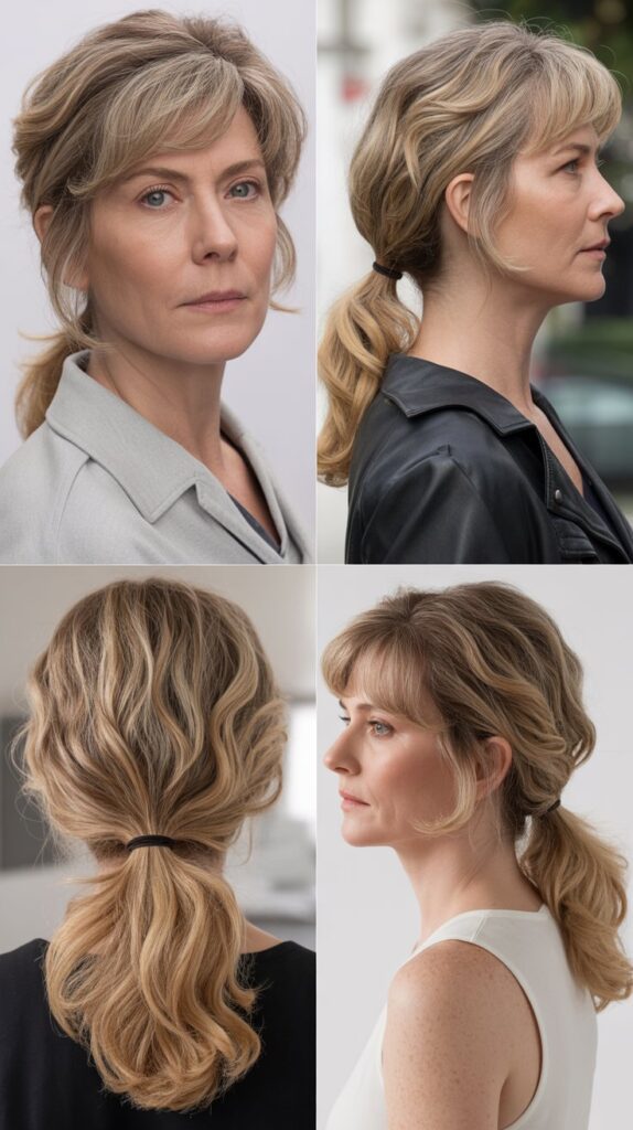 53 Most Flattering Hairstyles for Women Over 50 Right Now 53 Textured Ponytail