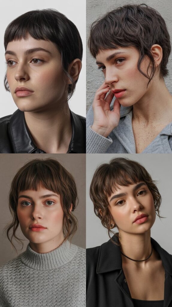 Blunt Baby Bangs with Textured Ends