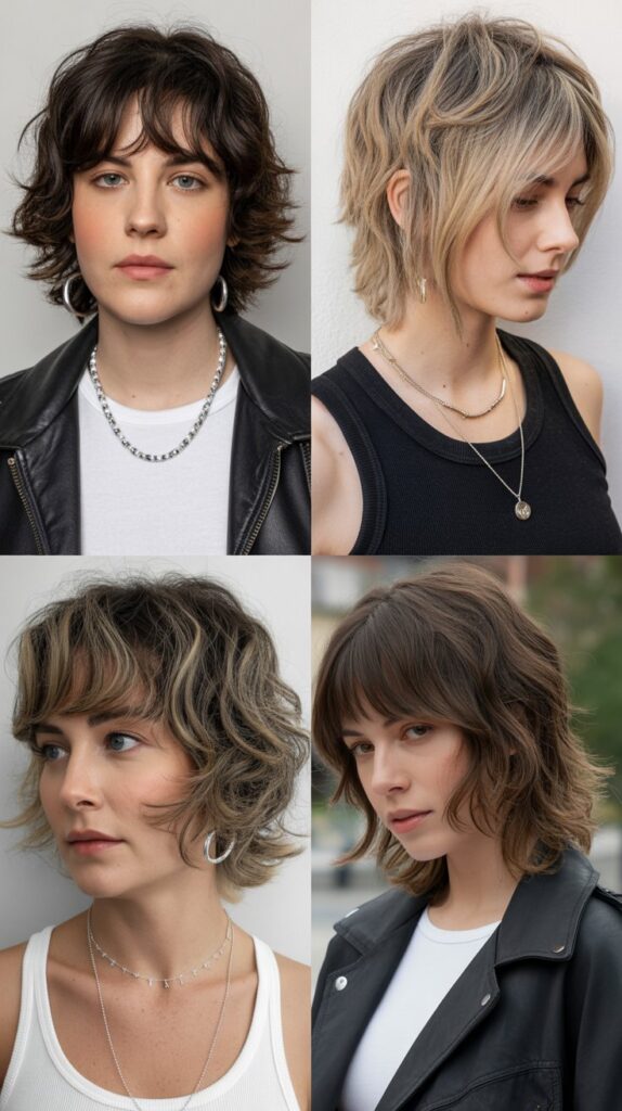 Choppy Medium Cut with Curtain Bangs