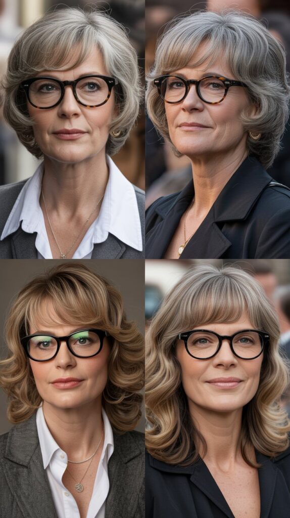 37 Best Bangs for Women Over 50 Who Wear Eyeglasses 23 Swoopy Bangs