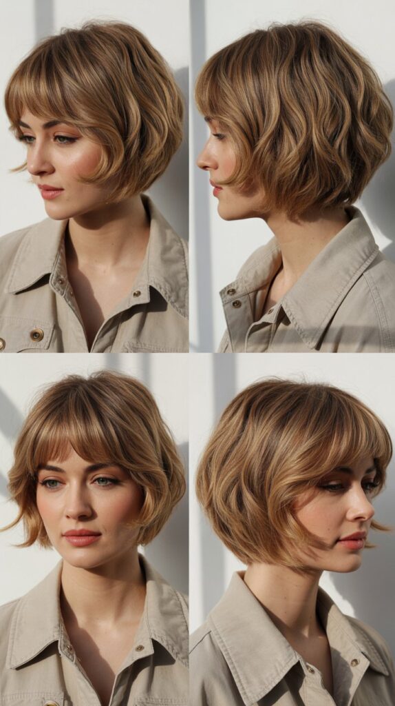 42 Medium Haircuts With Bangs for Thin Hair That Add Volume 14 Textured Bob With Arched Bangs