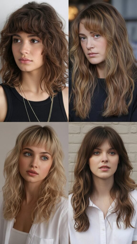 The Undone Medium Waves With Straight Bangs