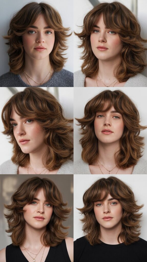 Medium Hair with Curtain Bangs for Thick Hair