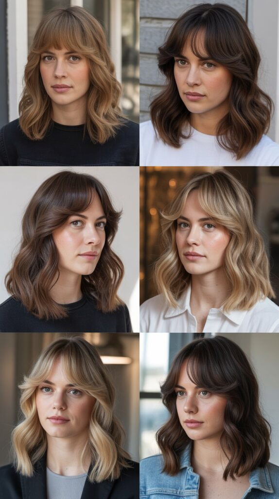 Graduated Curtain Bangs with Soft Waves