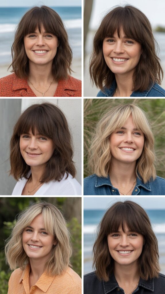 Curtain Bangs with Beach Waves