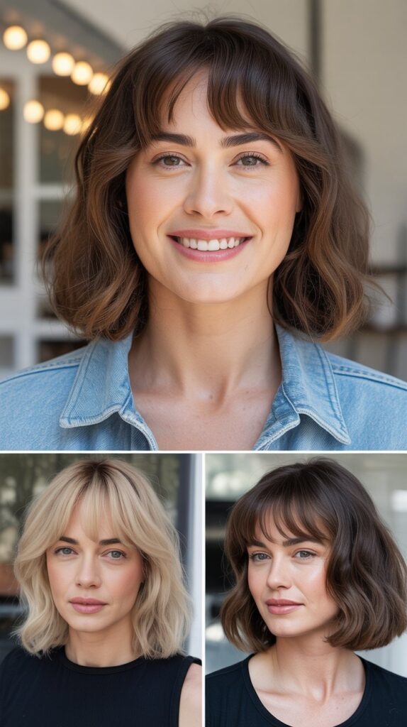 Curtain Bangs for Square Faces