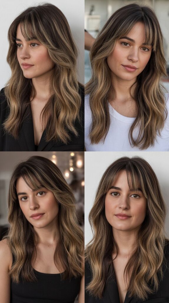 Curtain Bangs with Lowlights